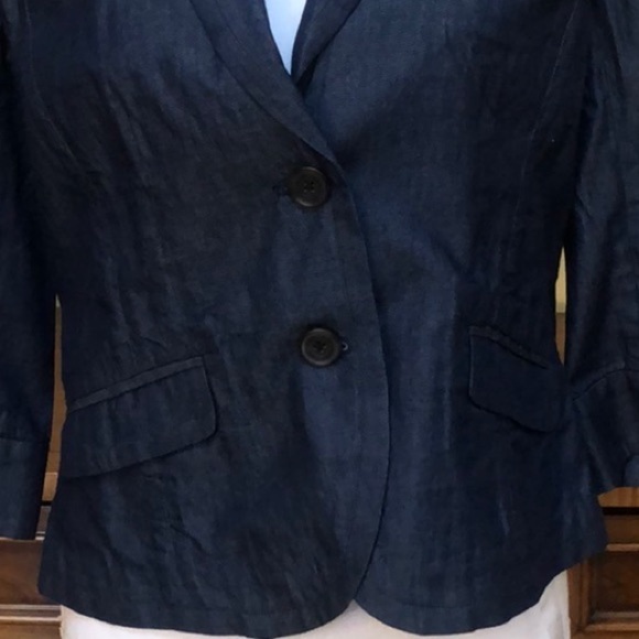 Kate Hill Women’s Light Weight Cotton Blue Denim Cropped Blazer/Jacket Size 10P - Picture 3 of 16